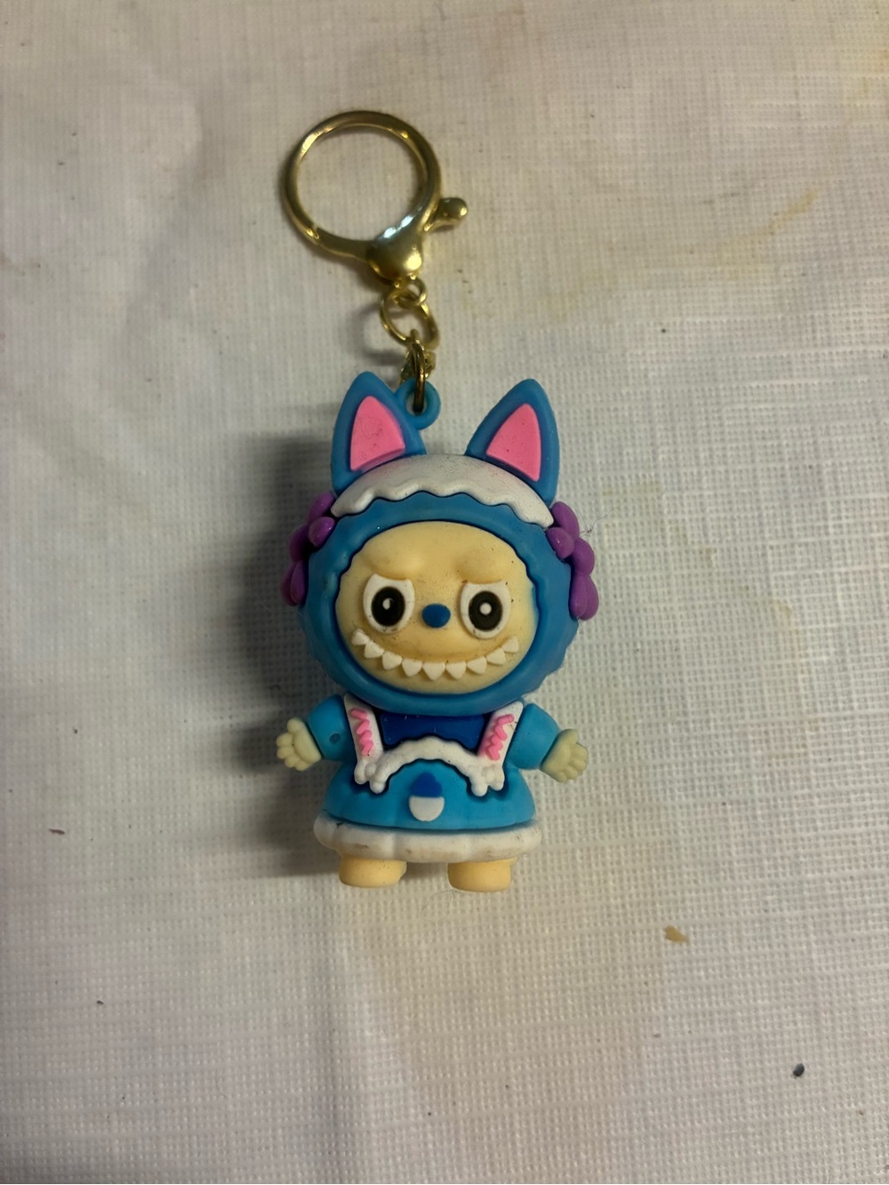 Blue Labubu keychain